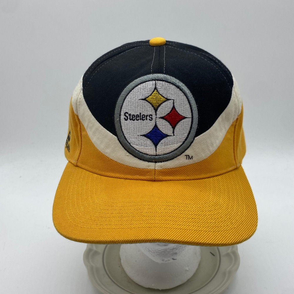 Vintage Pittsburgh Steelers Apex One Swirl Snapback Hat Wool NFL Black Yellow